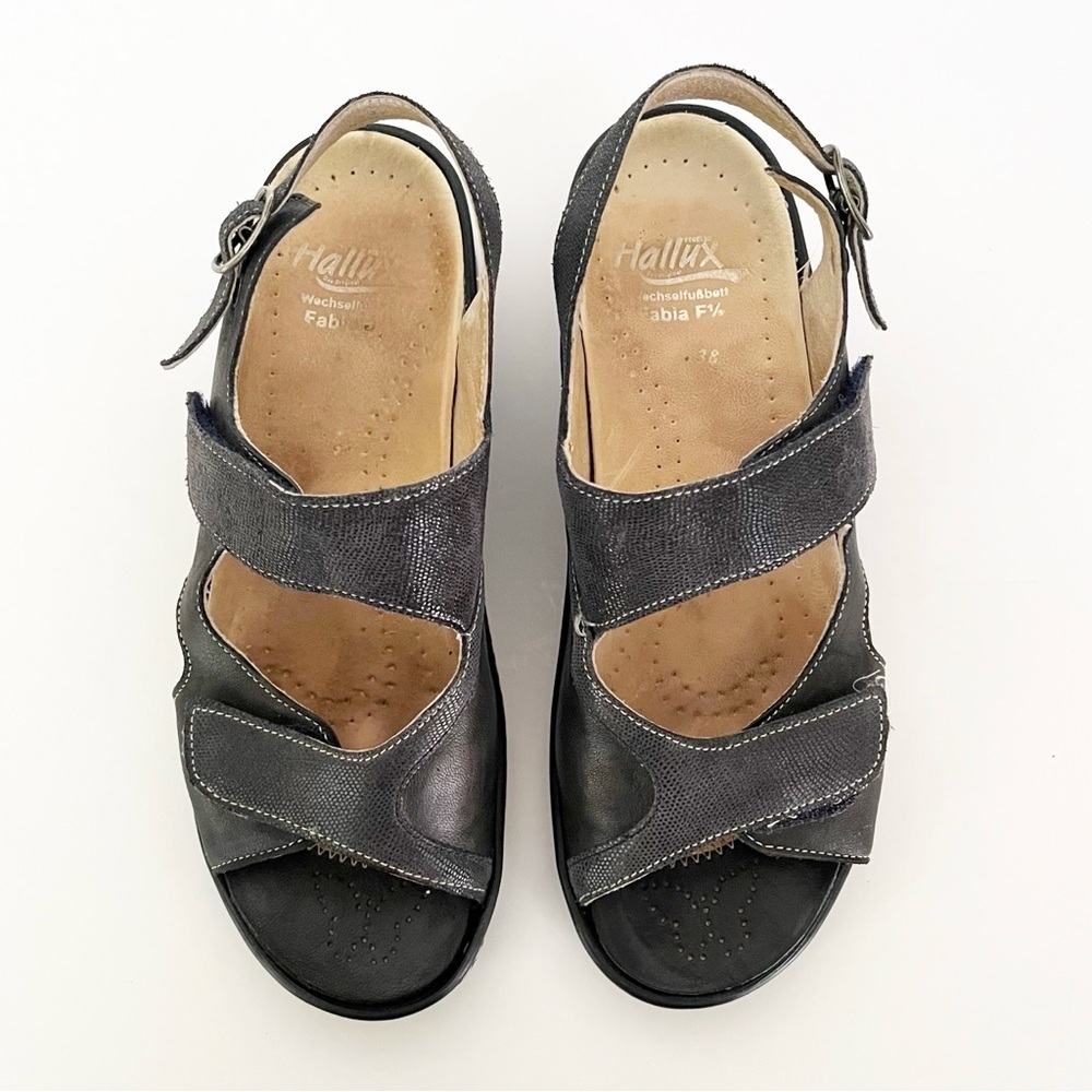 Fidelio Hallux Sandals Women's Size 38 Casual Strappy Slingback Black Leather